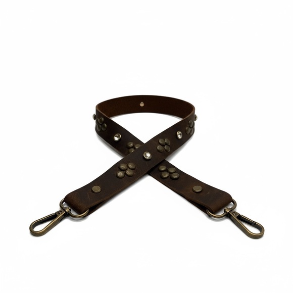 Brown Leather Strap with Rhinestone & Metal Accents - Picture 3 of 3